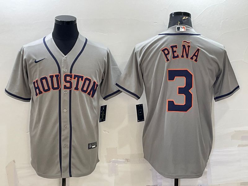 Men Houston Astros #3 Pena Grey Game Nike 2022 MLB Jerseys1->houston astros->MLB Jersey